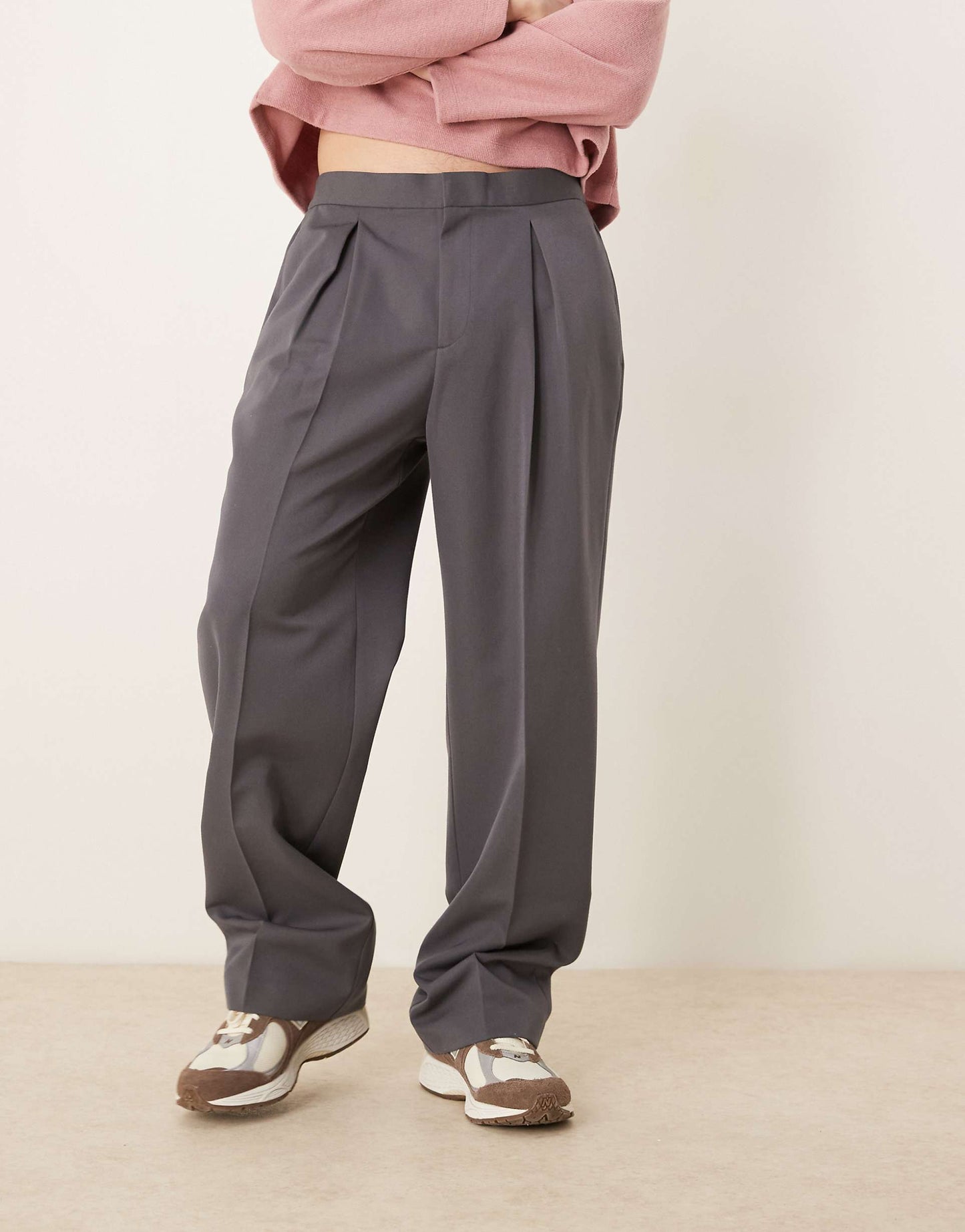 Gray Suit Loose Straight Trousers