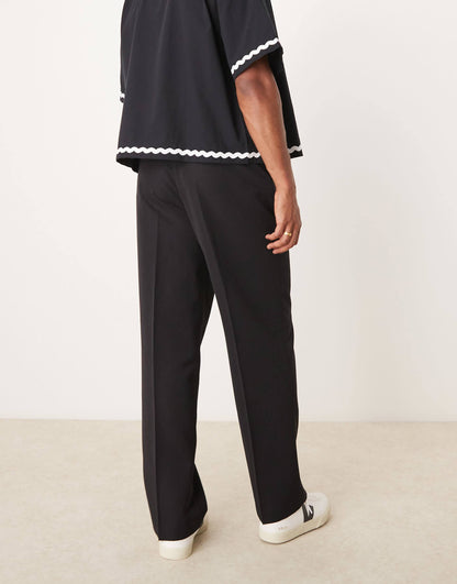 Brown Pleated Wide Leg Trousers