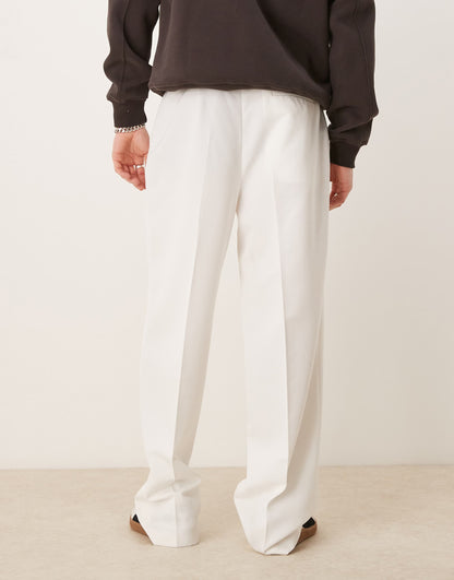 Brown Pleated Wide Leg Trousers