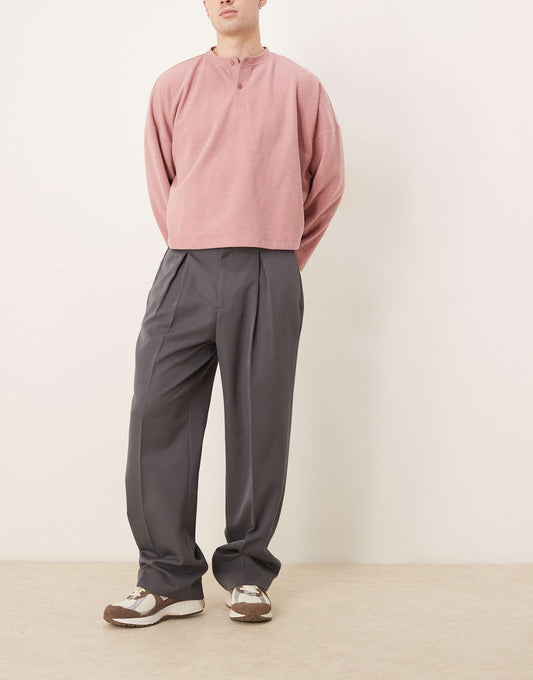 Gray Suit Loose Straight Trousers