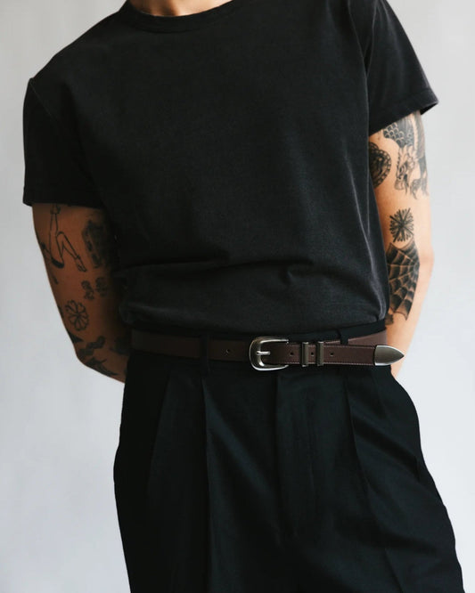 Coffee Western Casual Leather Belt